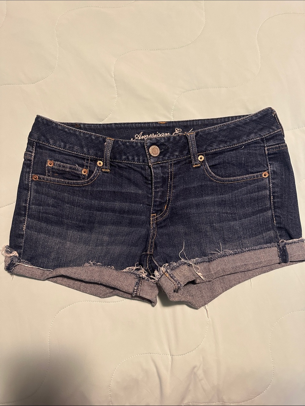American Eagle Outfitters Dark Indigo Rolled Hem Jean Shorts